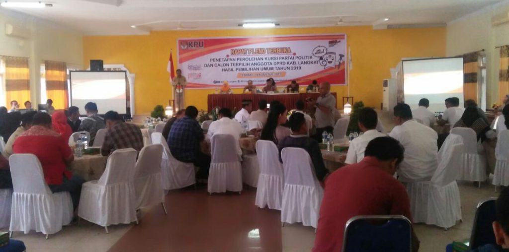 KPU Langkat, Tetapkan Anggota DPRD Terpilih Hasil Pileg 2019