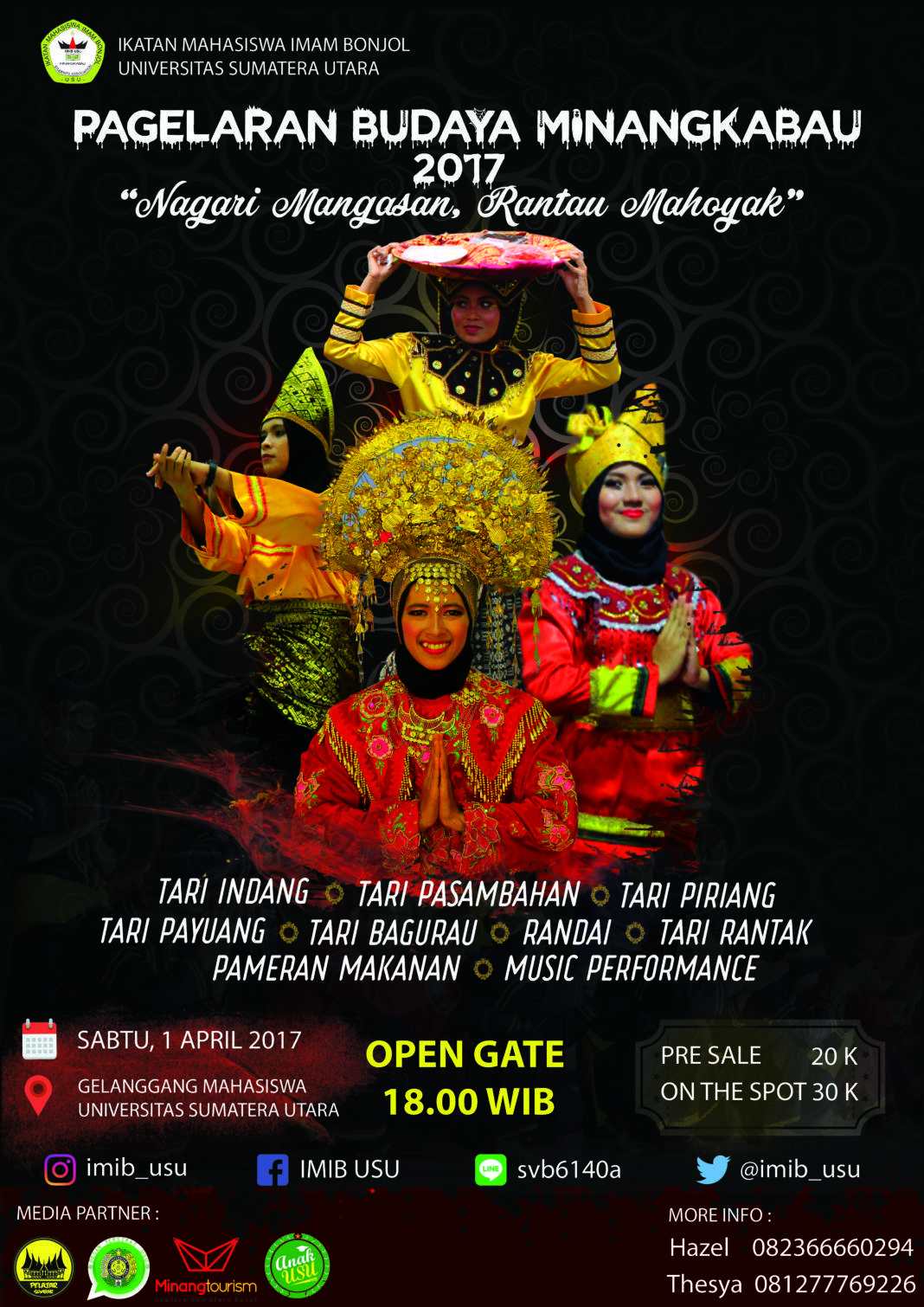 Ikatan Mahasiswa Imam Bonjol Universitas Sumatera Utara (IMIB-USU) menggelar Pagelaran Budaya Minangkabau (PBM) di Medan