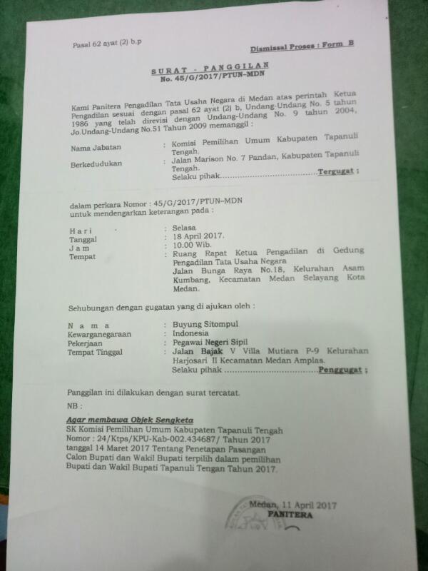 Calon Bupati Nomor Urut 4 KPU Tapteng