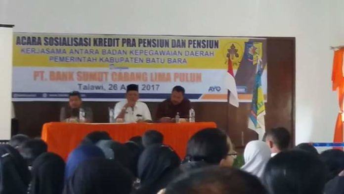 Kegiatan Seminar Persiapan Pensiun, yang dilaksanakan Bank Sumut Cabang Lima Puluh Kabupaten yang dilaksanakan di Aula SMK 1 Talawi Kabupaten Batubara PNS, Dana Pensiun, Bank Sumut