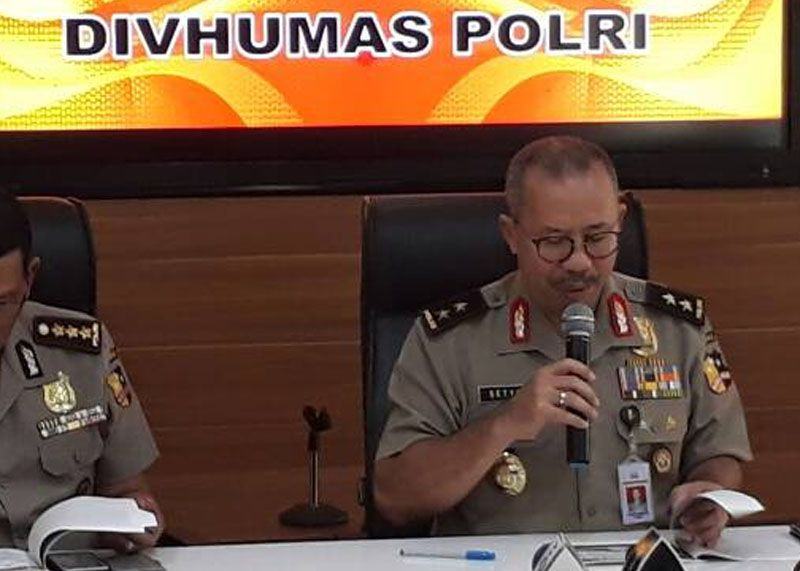 Foto: Kadiv Humas Polri Irjen Pol Setyo Wastito memberikan keterangan pers, di loby Divhumas Polri, Rabu (31/5).