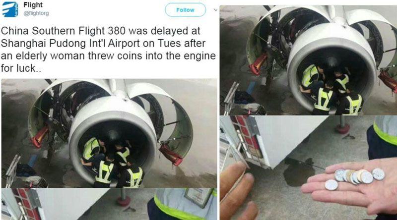 Fotoi: Koin di pesawat penerbangan maskapai China Southern Airlines. (Twitter/FlightORG)