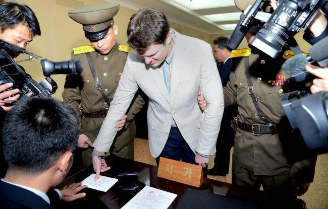 Otto Warmbier saat ditahan Korut pada 2016 lalu. (Foto: AFP).