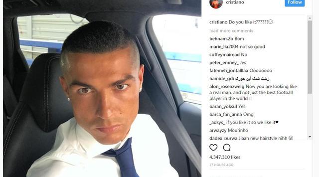 Cristiano Ronaldo ubah model rambutnya usai Real Madrid rebut Liga Champions (Instagram)