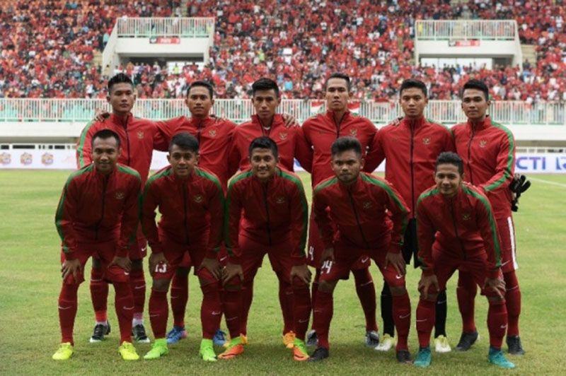 Skuat Timnas Indonesia U-22 saat menghadapi Myanmar di laga uji coba