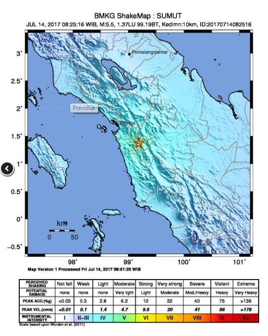 Gempa 5,5 SR Guncang Kota Salak