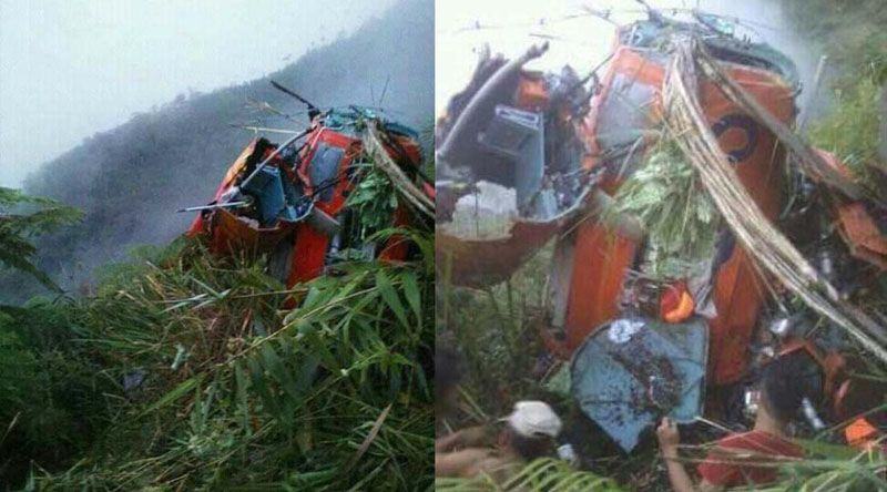 Kondisi helikopter Basarnas yang mengalami kecelakaan di Temanggung, Jawa Tengah. (Kemensos RI)