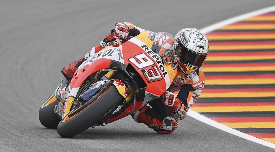 Foto: Marc Marquez keluar sebagai juara di MotoGP Sachsenring (Hendrik Schmidt/dpa via AP)