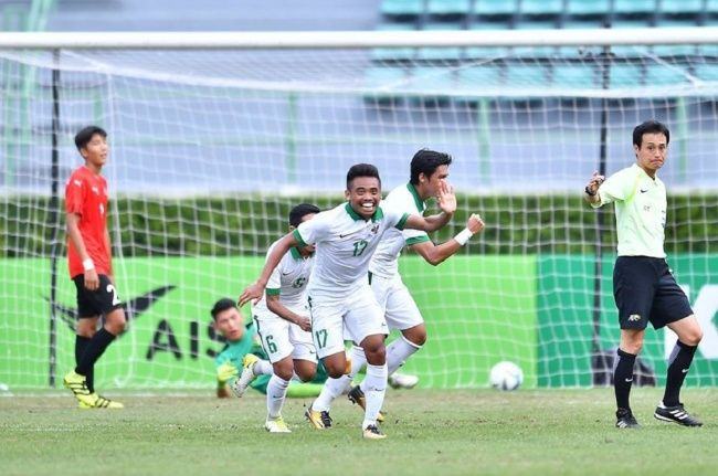 Saddil Ramdani merayakan gol yang dia cetak ke gawang Mongolia (Foto: goal)