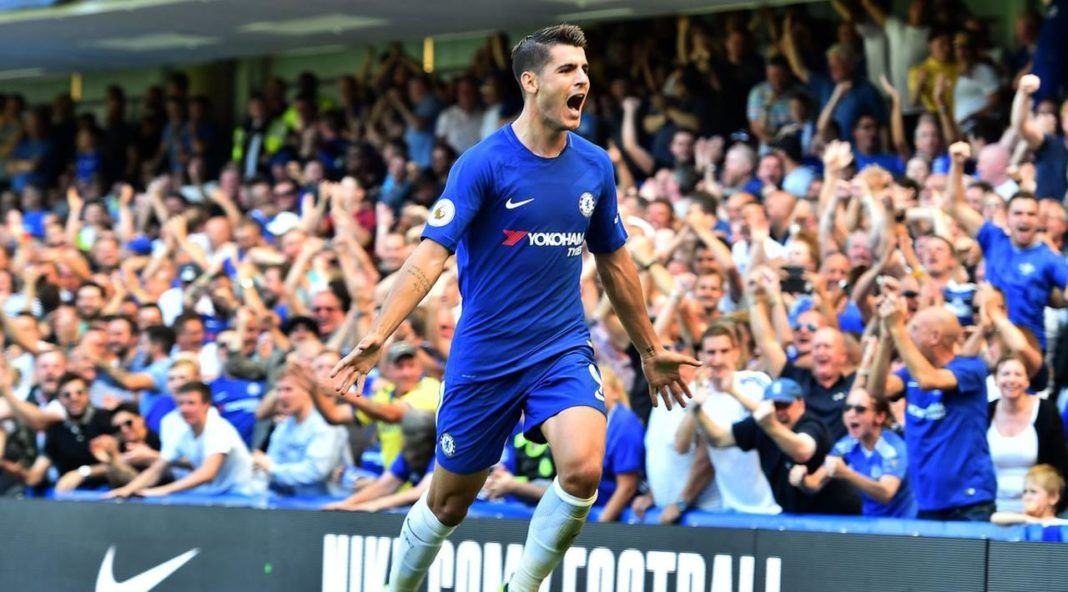 Striker Chelsea Alvaro Morata merayakan gol ke gawang Everton (Twitter Chelsea)