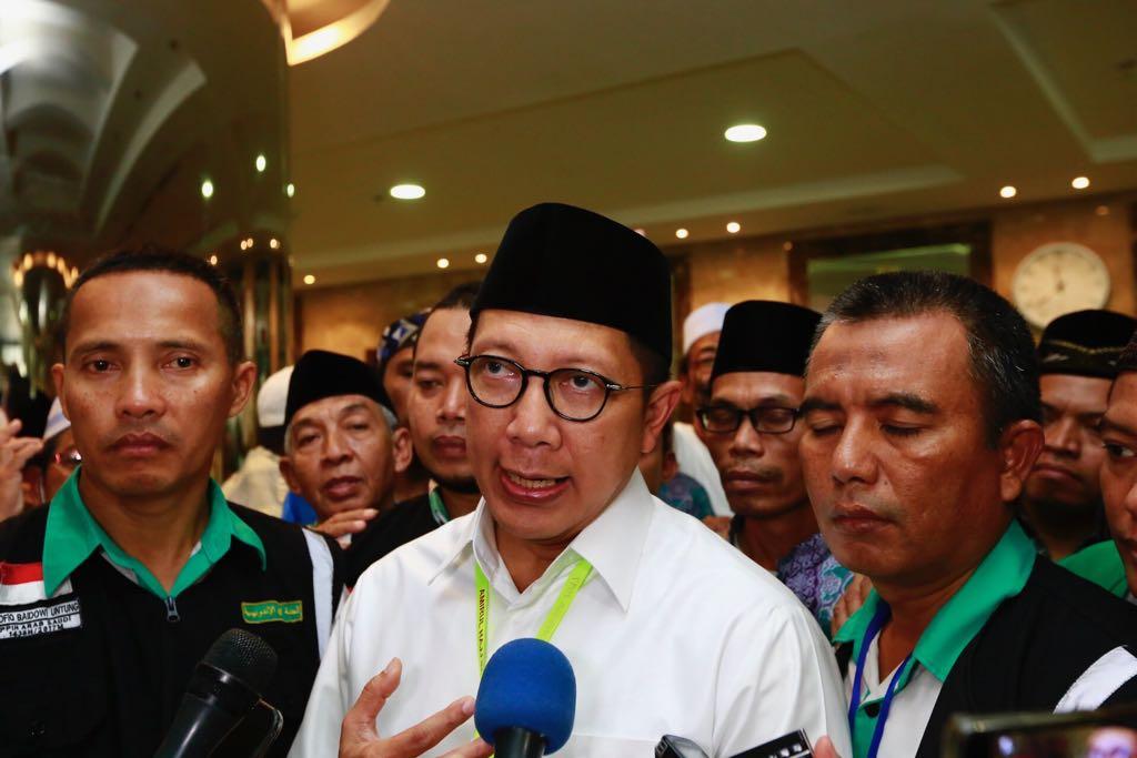 Foto: Menteri Agama Lukman Hakim Saifuddin usai menghadiri ‘Silaturahmi NU Sedunia’ di Hotel Arkan Bakkah, Mekah, Selasa (29/8).