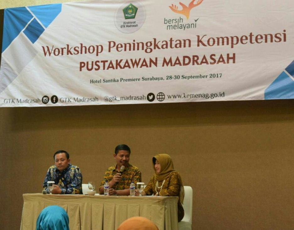 Foto: Direktur GTK Madrasah, Suyitno buka Workshop Peningkatan Kompetensi Pustakawan Madrasah.