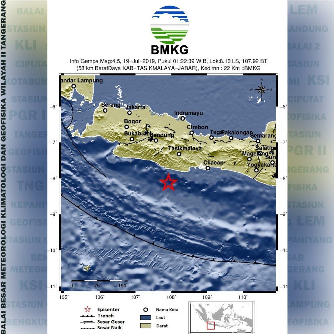 Gempa Bumi Berkekuatan 4,5 SR Guncang Kabupaten Tasikmalaya