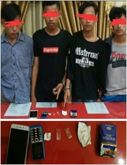 Polsek Kampung Rakyat, Mengamankan 4 Remaja Setelah Menggunakan Sabu