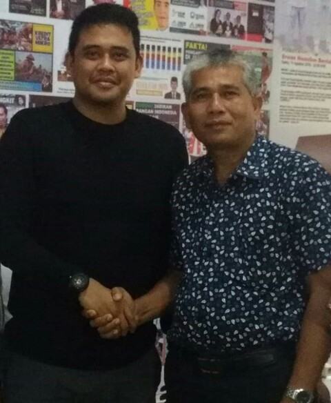 Walikota LSM LIRA Kota Medan Drs. Sam’an Lubis dan Bobby Nasution dalam satu kesempatan. (Fian)