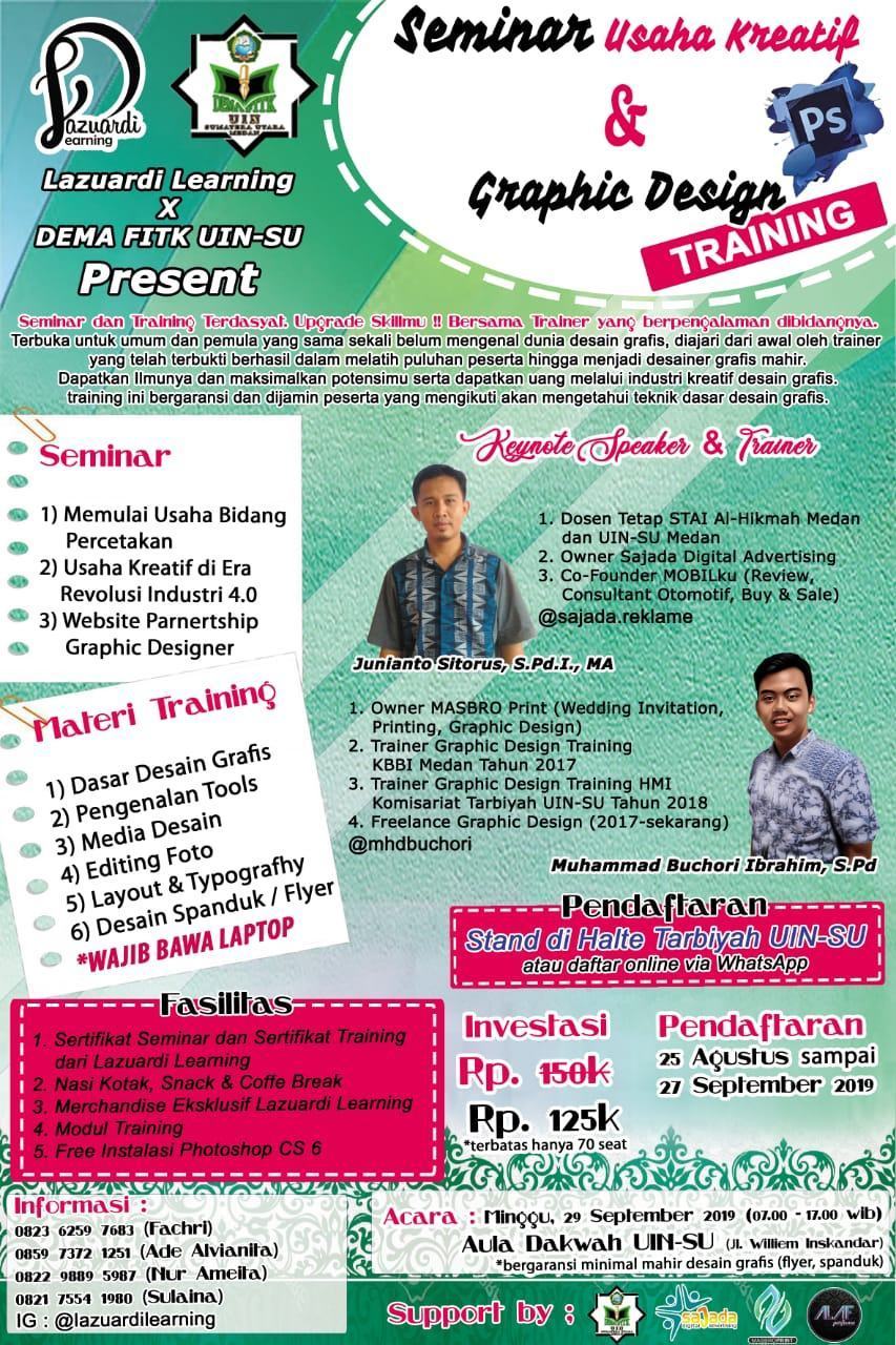 Lazuardi Learning, Ayo Ikutin Seminar Usaha Kreatif dan Pelatihan Desai Grafis