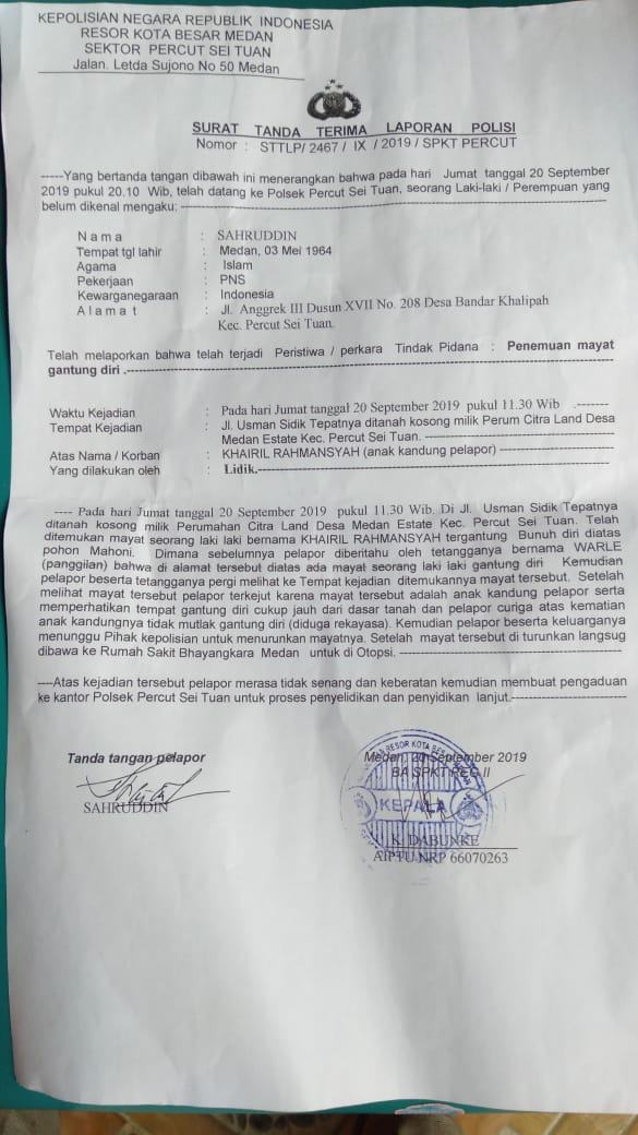 Mayat Percut Sei Tuan, Keluarga Minta Polisi Ungkapkan Hasil Otopsi