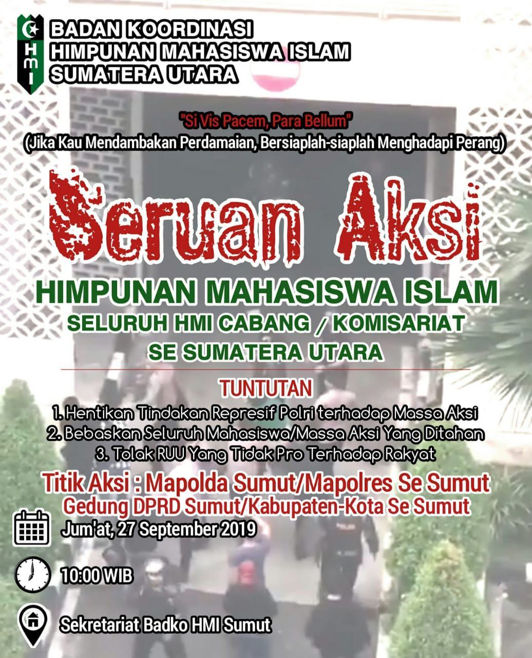 Badko HMI Sumut, Serukan Cabang dan Komisariat Aksi Damai