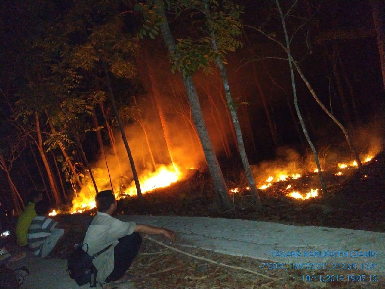 Kebun Terbakar Ciamis, Warga Padamkan Api dengan Alat Seadanya