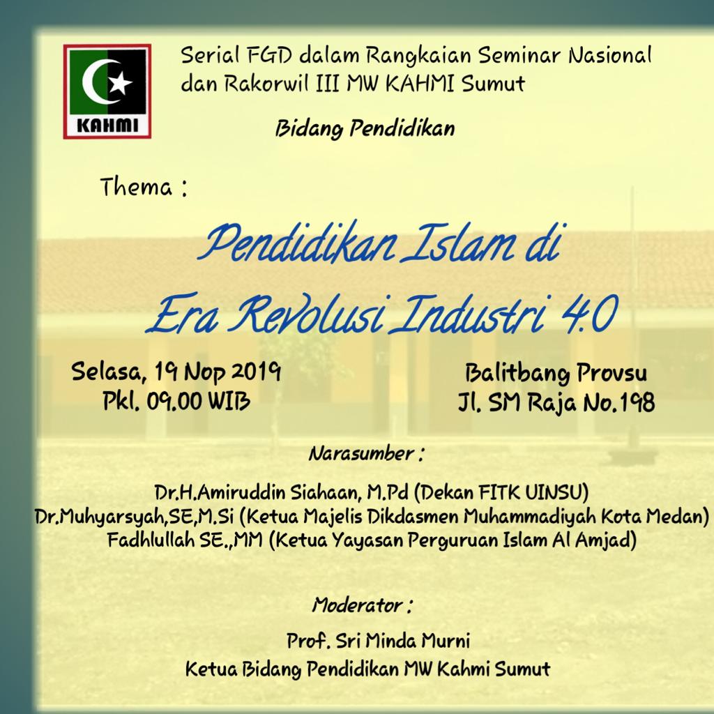 FGD KAHMI Sumut, Pendidikan Islam Era Revolusi Industri 4.0