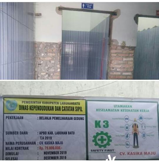 Proyek Syarat Korupsi, Belanja Pemeliharaan Gedung Disdukcapil Labuhanbatu