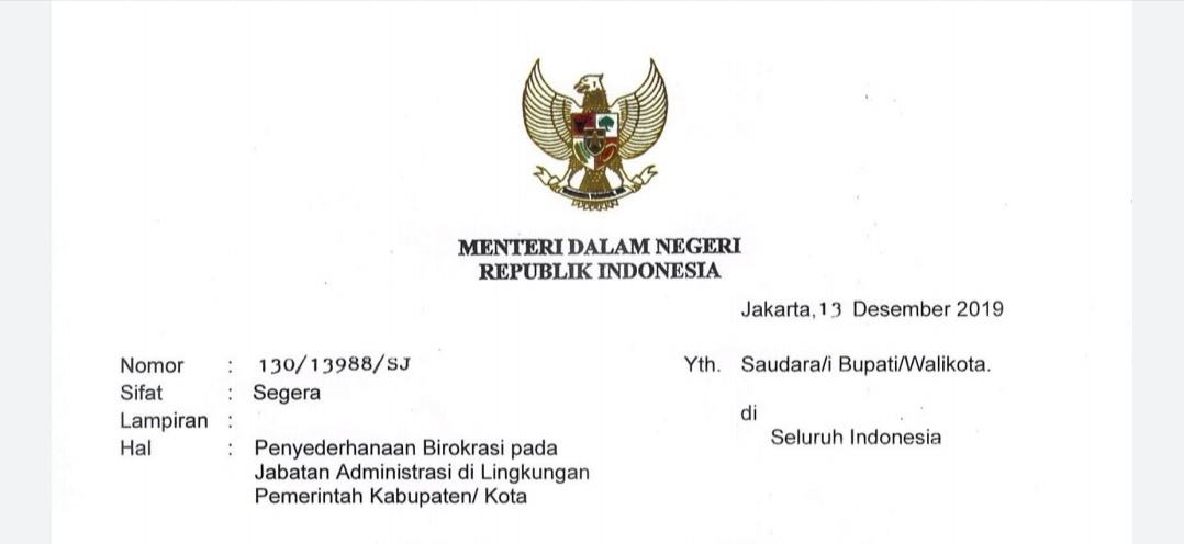 Penyederhanaan Birokrasi, Jabatan Administrasi di Lingkungan Pemerintah Kabupaten/ Kota