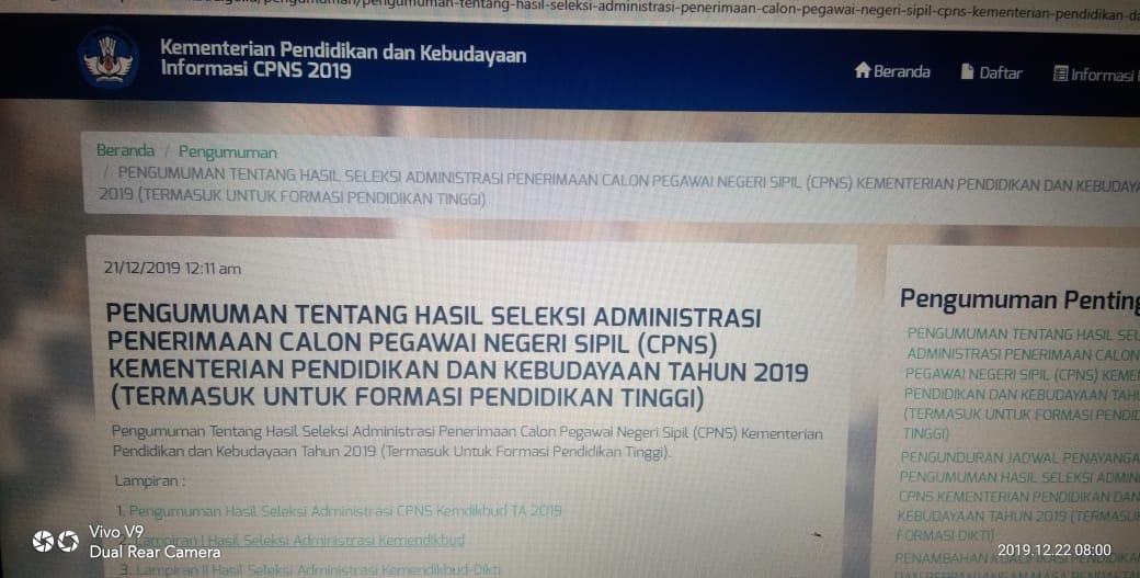 CPNS Kemendikbud 2019, Ini Info Hasil Administrasi