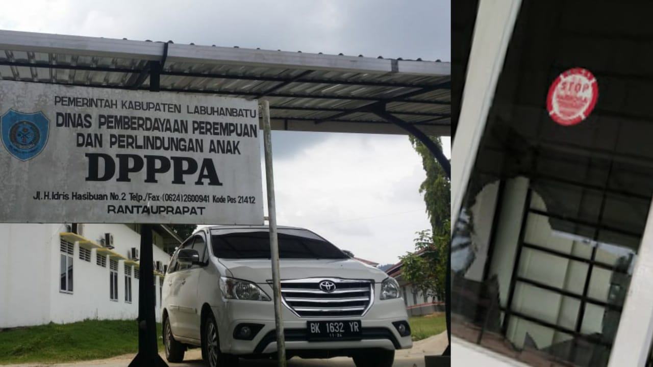 Tak Terima Ibunya Ditipu, Honorer DPPPA Labuhanbatu Pecahin Kaca Kantor