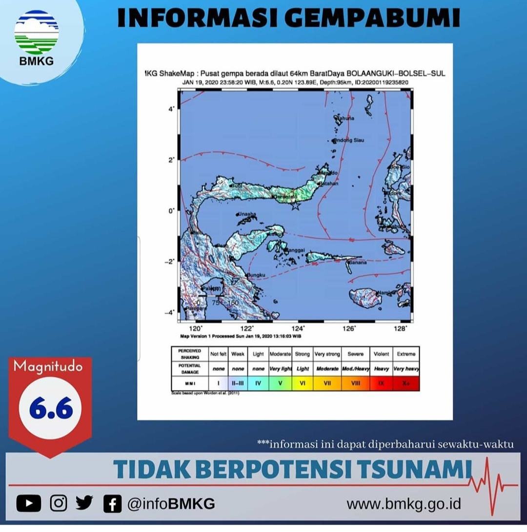 Gempa Magnitudo Guncang Sulawesi Utara