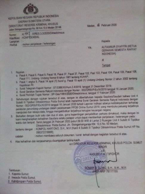 GSRI Apresiasi Kapolda Sumut  Sarankan Dinas Pendidikan Minta Maaf Kepada Publik