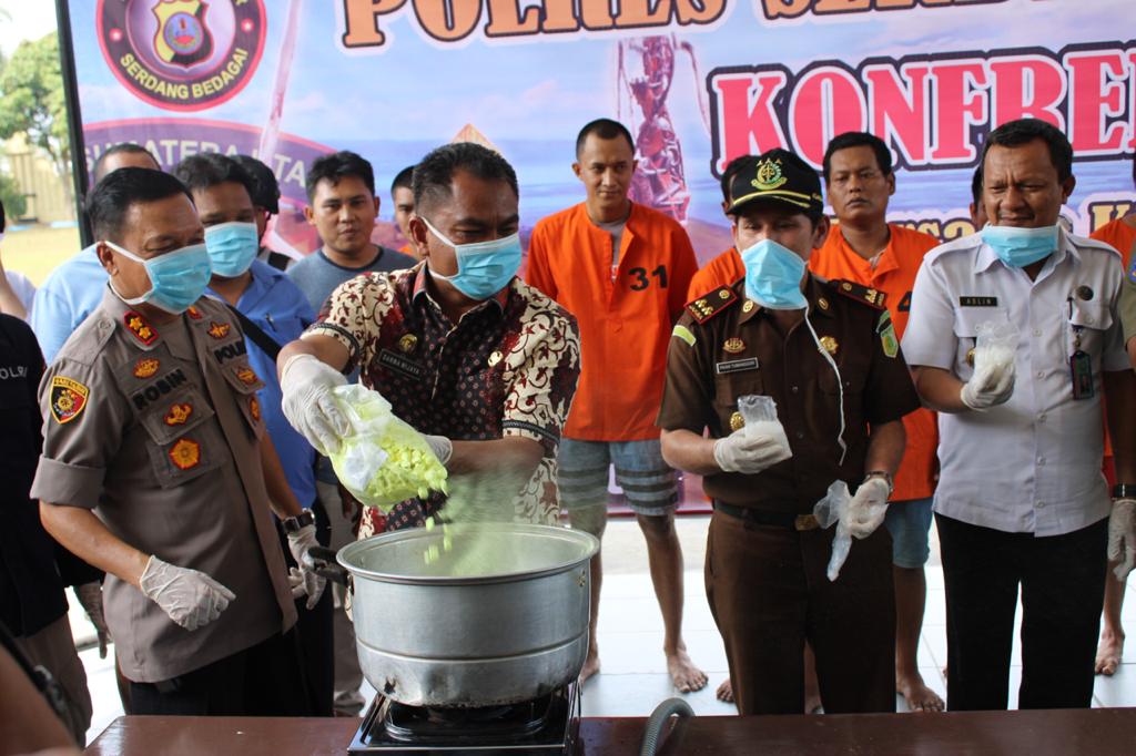 Polres Sergai, Musnakan Narkoba dengan Total Rp 1,5 Milyar 