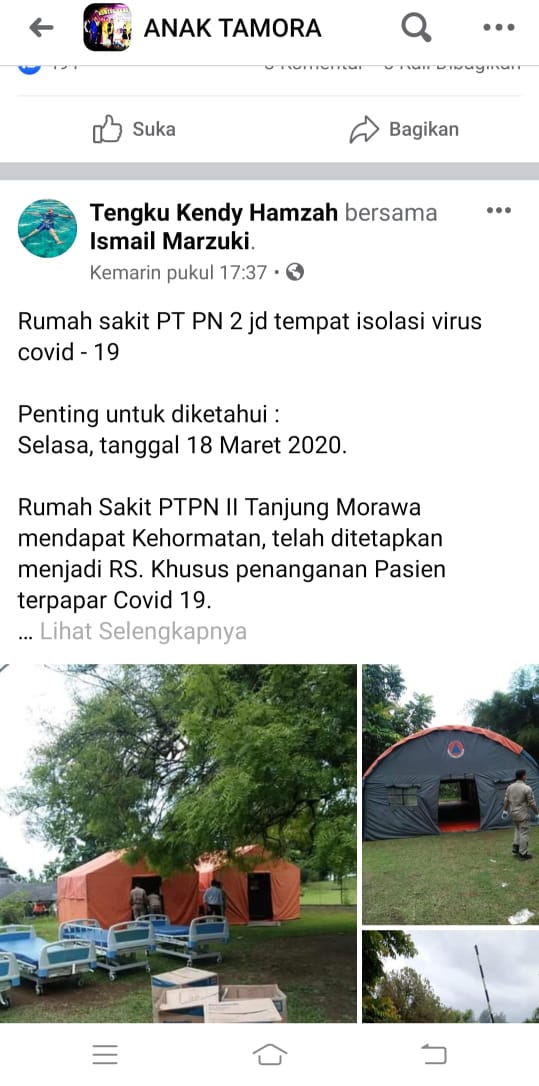 Rumah Sakit PTPN II, Jadi Tempat Isolasi Covid- 19