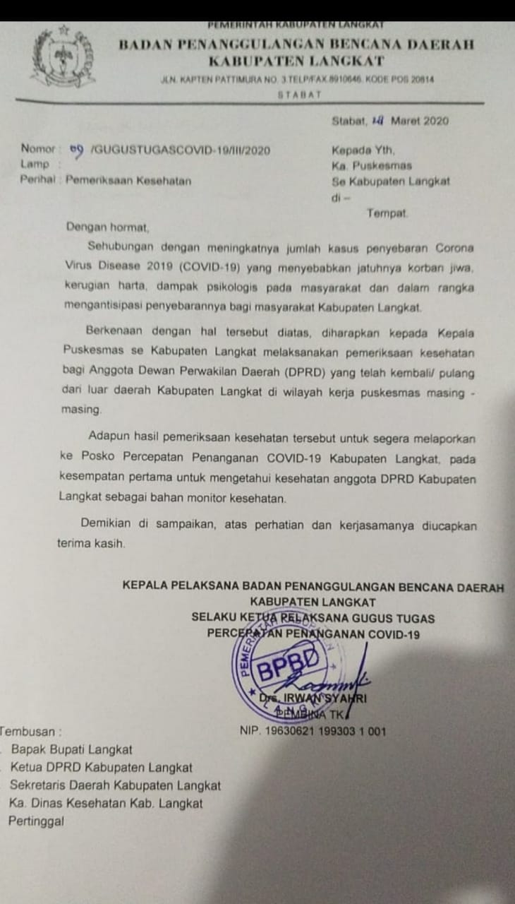 Covid-19 di Langkat, Beda Perlakuan untuk Anggota DPRD dan Rakyat Biasa