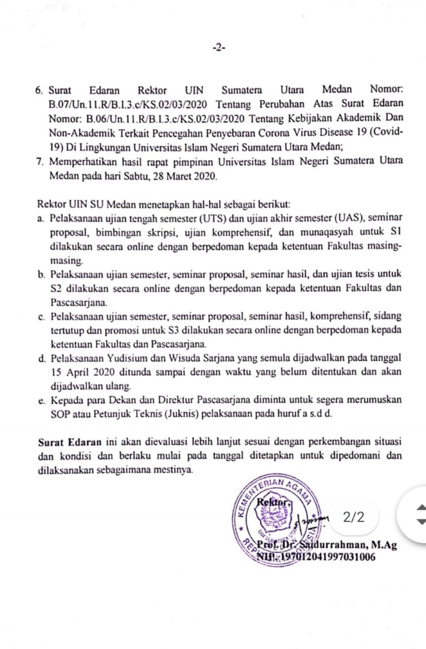Pandemi Corona, Mahasiswa Desak Rektor UINSU Langsung UASkan Mahasiswa