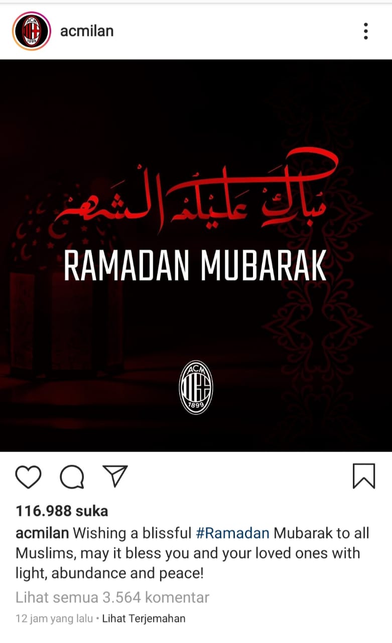 Empat Klub Sepak Bola Ternama Eropa, Ucapkan Selamat Ramadhan, Tinggal di Rumah