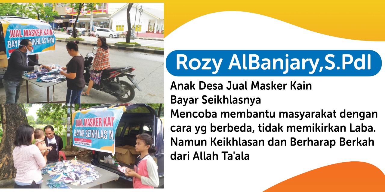 Pandemi Corona, Rozy Al-Banjary Jual Masker dengan Bayar se Ikhlas Hati