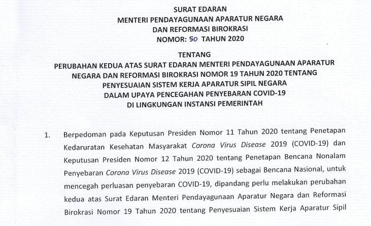 Covid-19 Belum Reda, Pemerintah Perpanjang WFH untuk ASN Sampai 13 Mei 2020