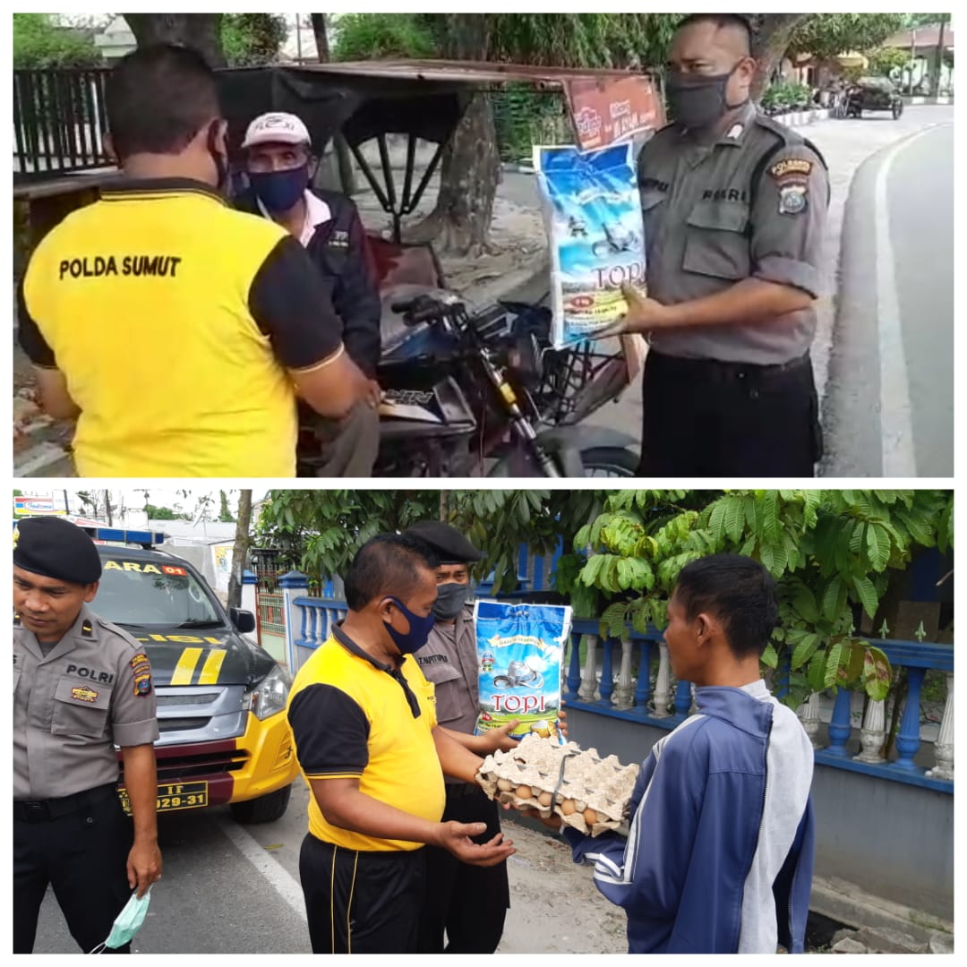 Polresta Deli Serdang, Bagi-bagi Sembako Kepada Warga Kurang Mampu 