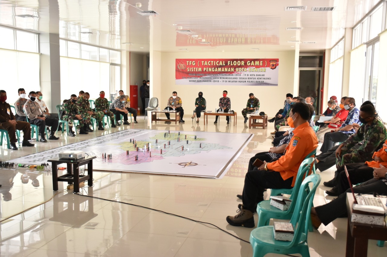 Pandemi Corona, Polres Banjar Laksanakan Tactical Floor Game Sispamkota