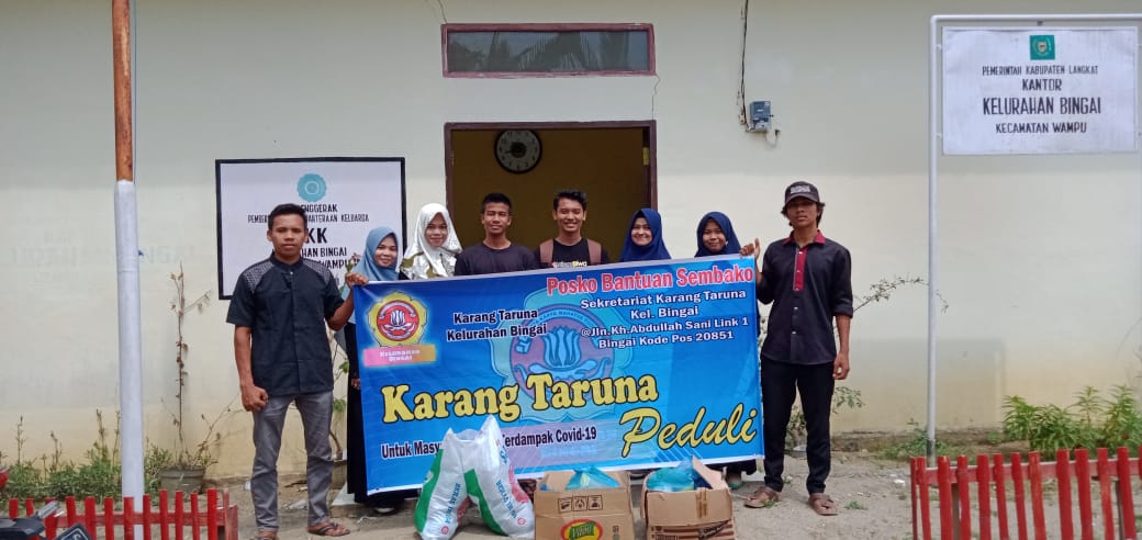 Karang Taruna Kelurahan Bingai, Bagikan Sembako dan Open Donasi