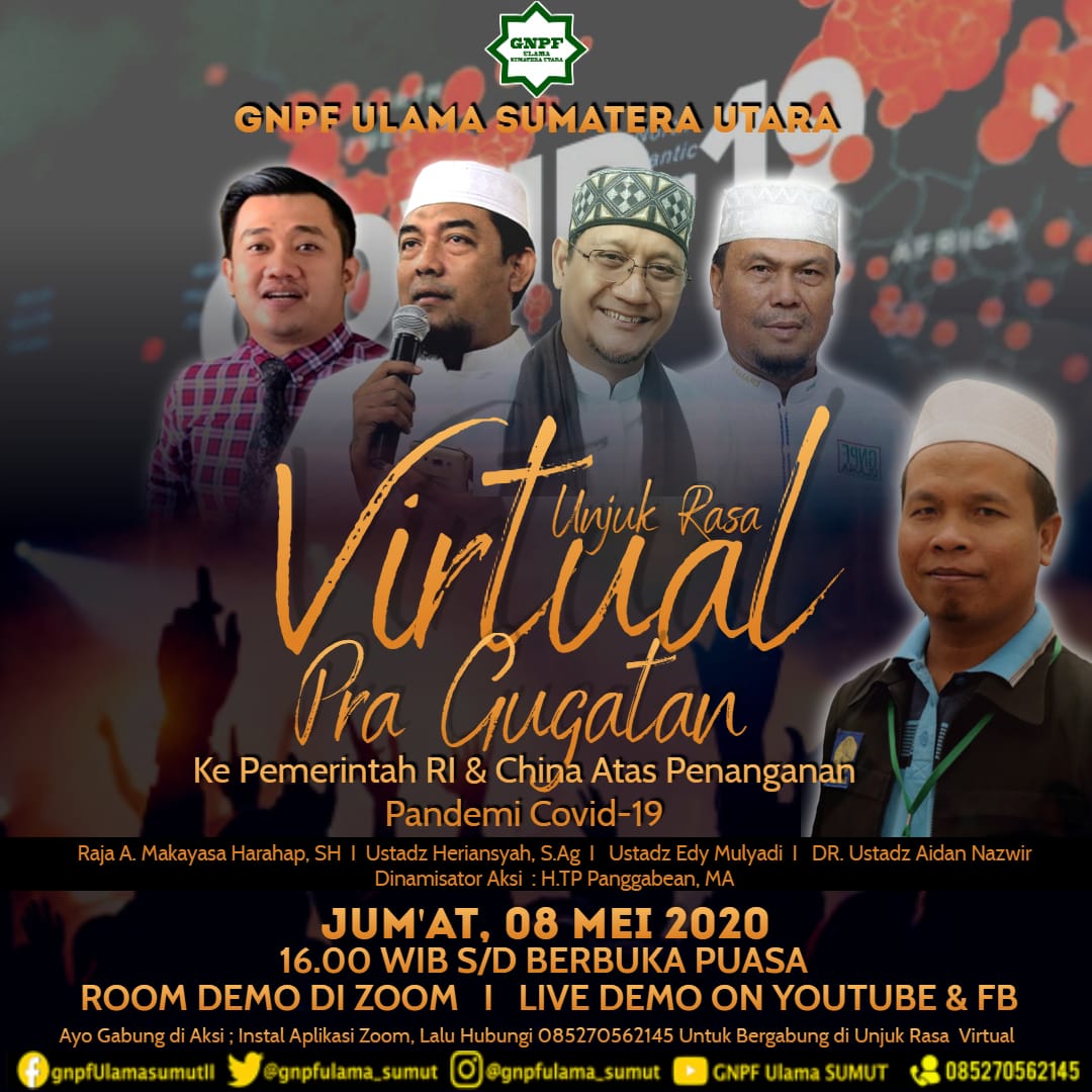 Carut Marut Penanganan Covid-19, GNPF Ulama Sumut Aksi Unjuk Rasa Virtual