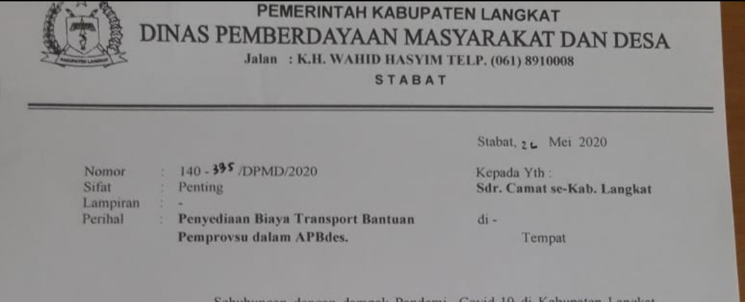 Sembako Pemprov Sumut, Biaya Transport di Langkat Gunakan APBDes