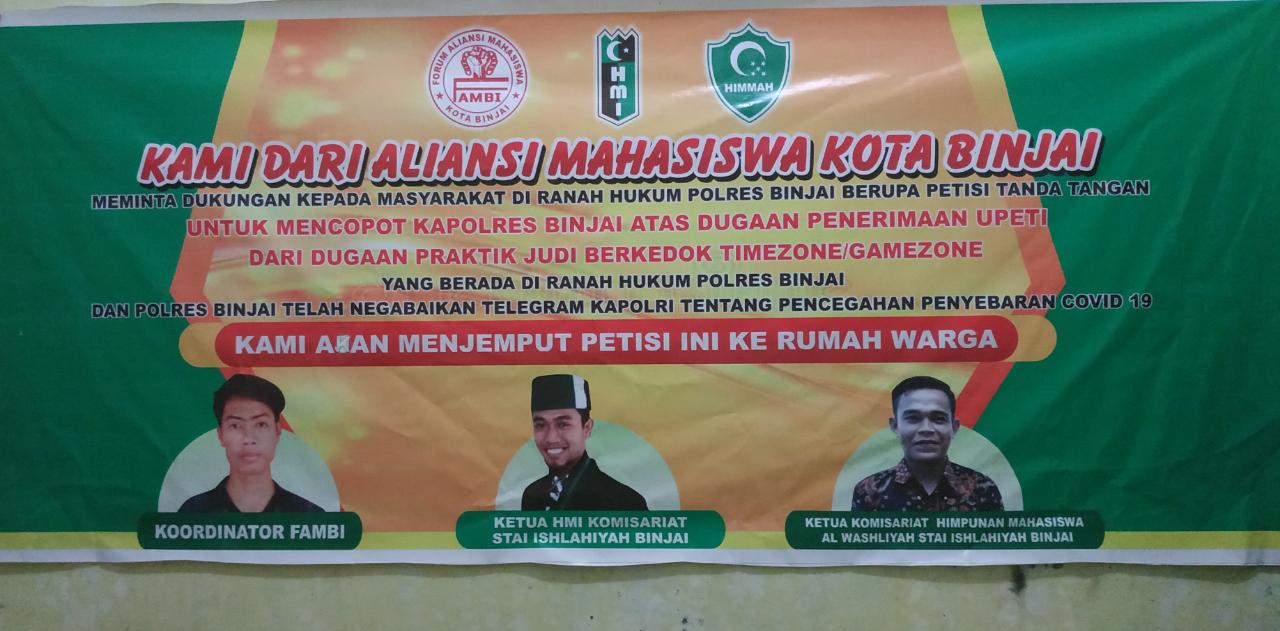 Sebar Ratusan Spanduk, Aliansi Mahasiswa Binjai Desak Kapolres Binjai Dicopot