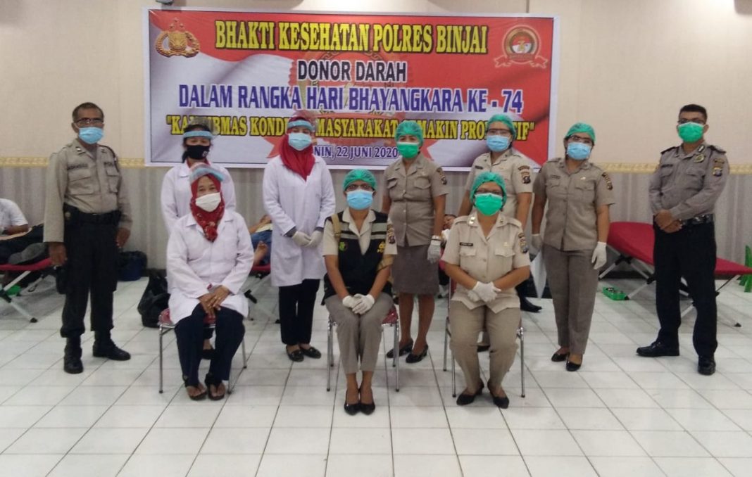 Sambut HUT Bhayangkara ke-74, Polres Binjai Gelar Donor Darah