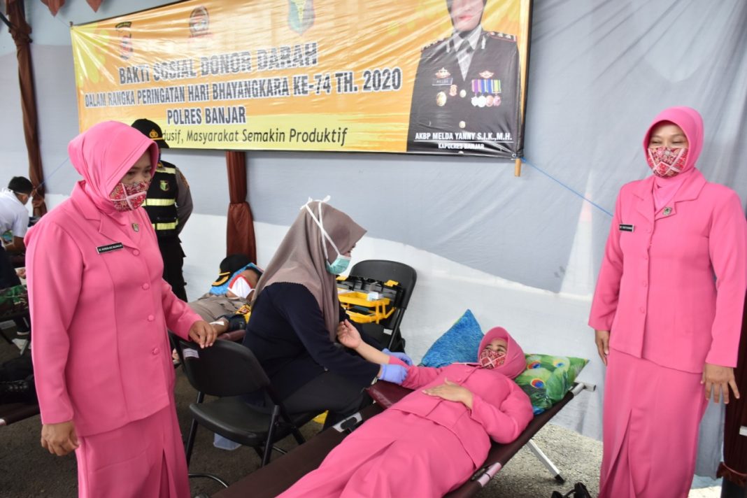 Hari Bhayangkara ke-74, KB Polres Banjar Gelar Baksos Donor Darah