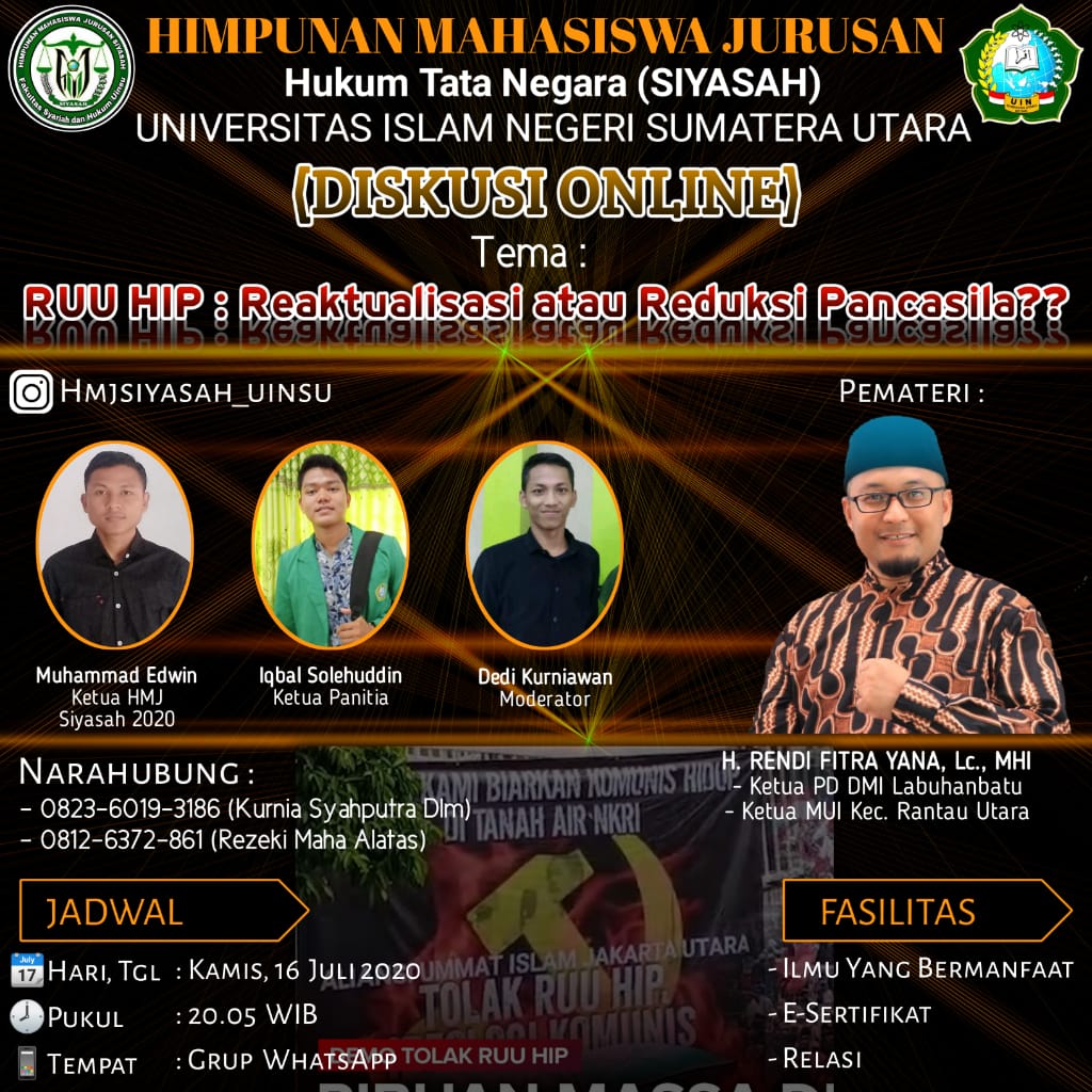 HMJ Siyasah Telah Selesai Gelar Diskusi RUU HIP: Reaktualisasi atau Reduksi Pancasila?