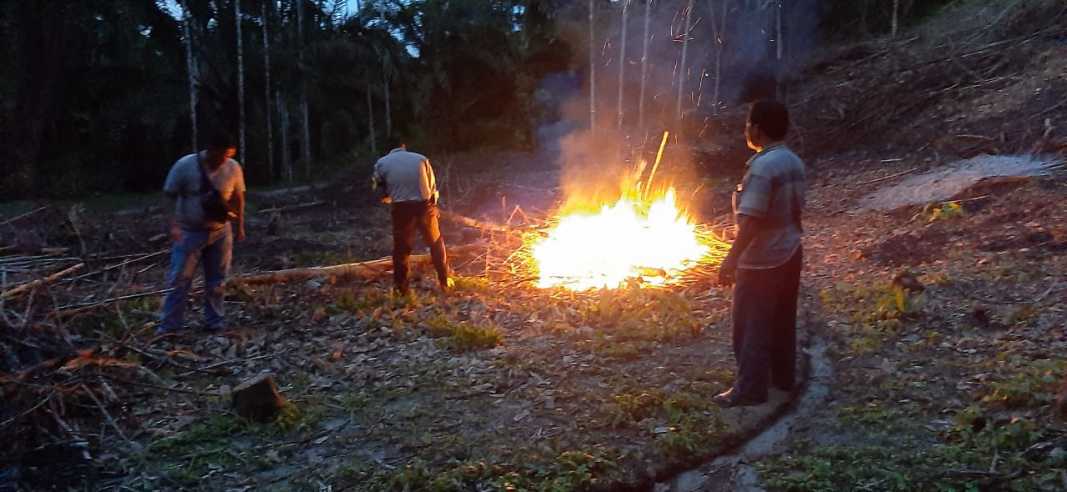 Berkat Aplikasi Karhutla Lancang Kuning, Polsek Tiga Juhar Tinjau Lokasi Titik Api