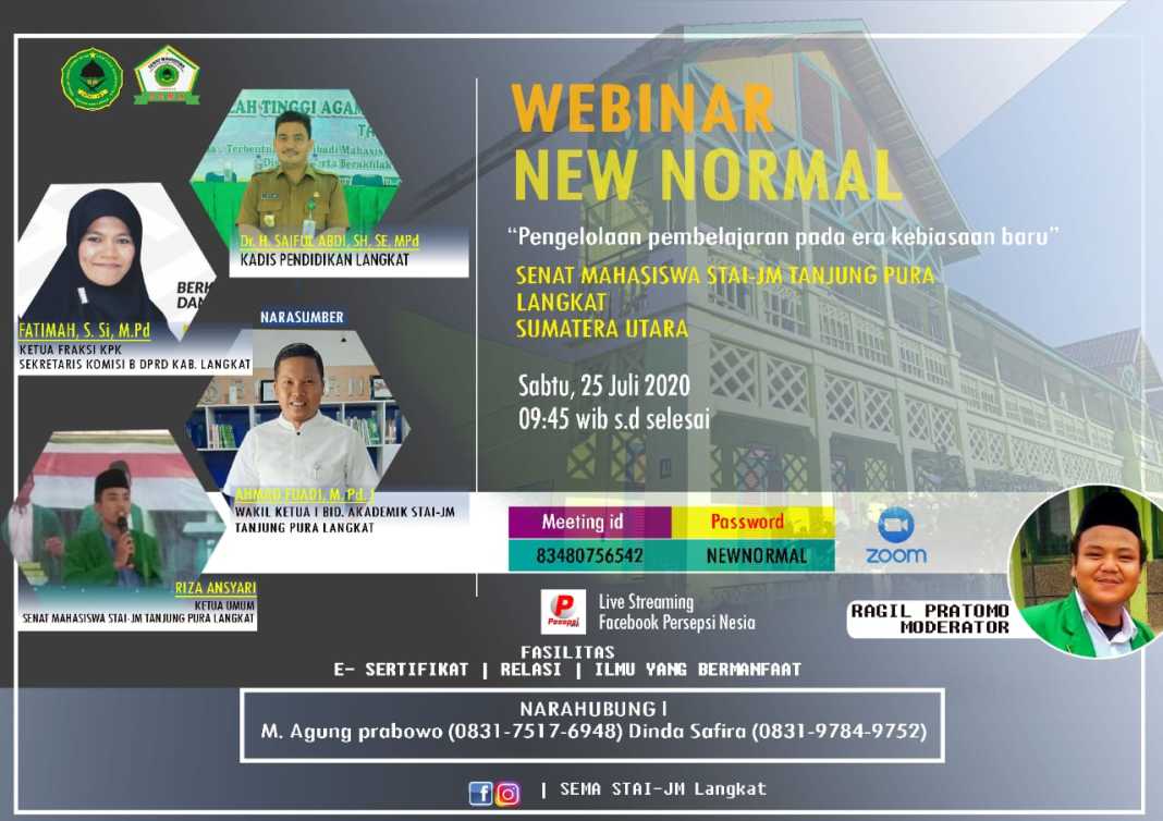 SEMA STAI JM Tanjung Pura Langkat, Gelar Webinar Pengelolaan Pembelajaran Era Kebiasaan Baru