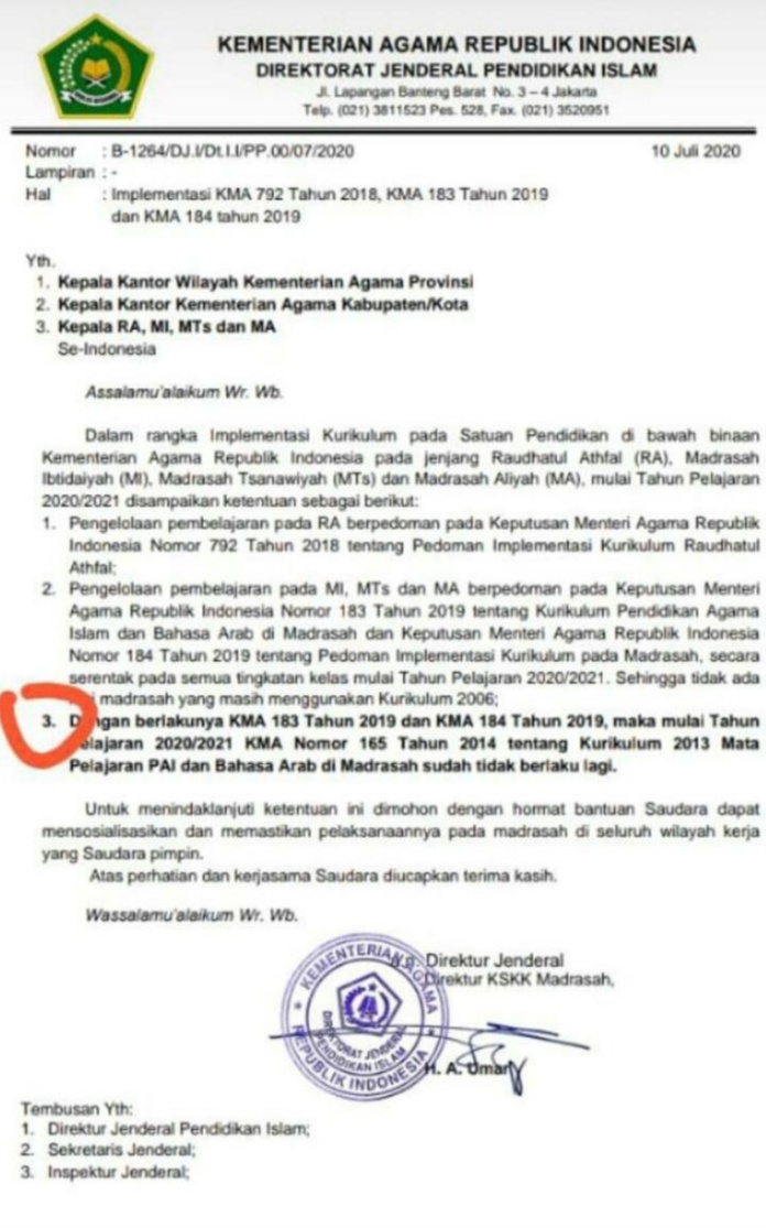 Kemenag Pastikan Mapel PAI dan Bahasa Arab tak Dihapus