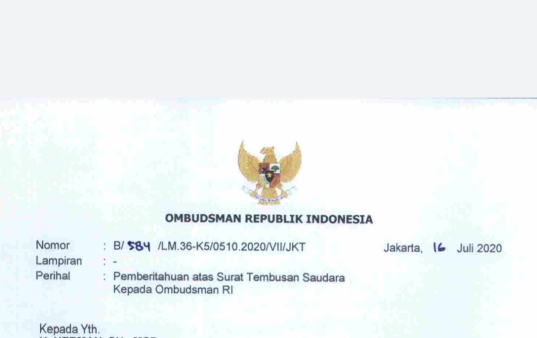 Ombudsman RI, Menerima Surat Tembusan Terkait Rekomendasi KASN yang Belum Dilantik Gubsu